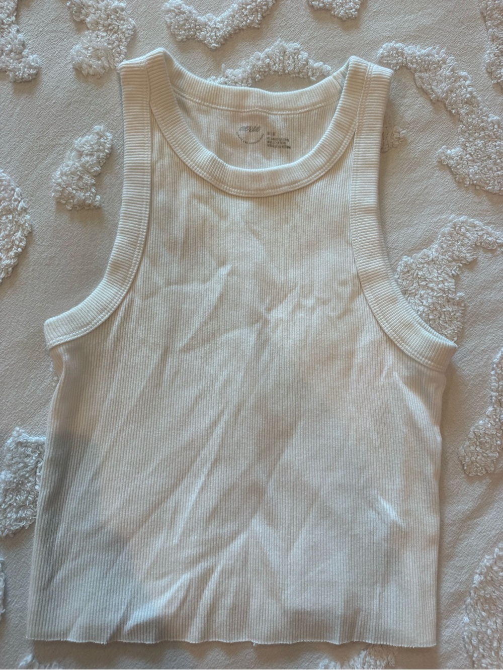 aerie White Ribbed Tank Top